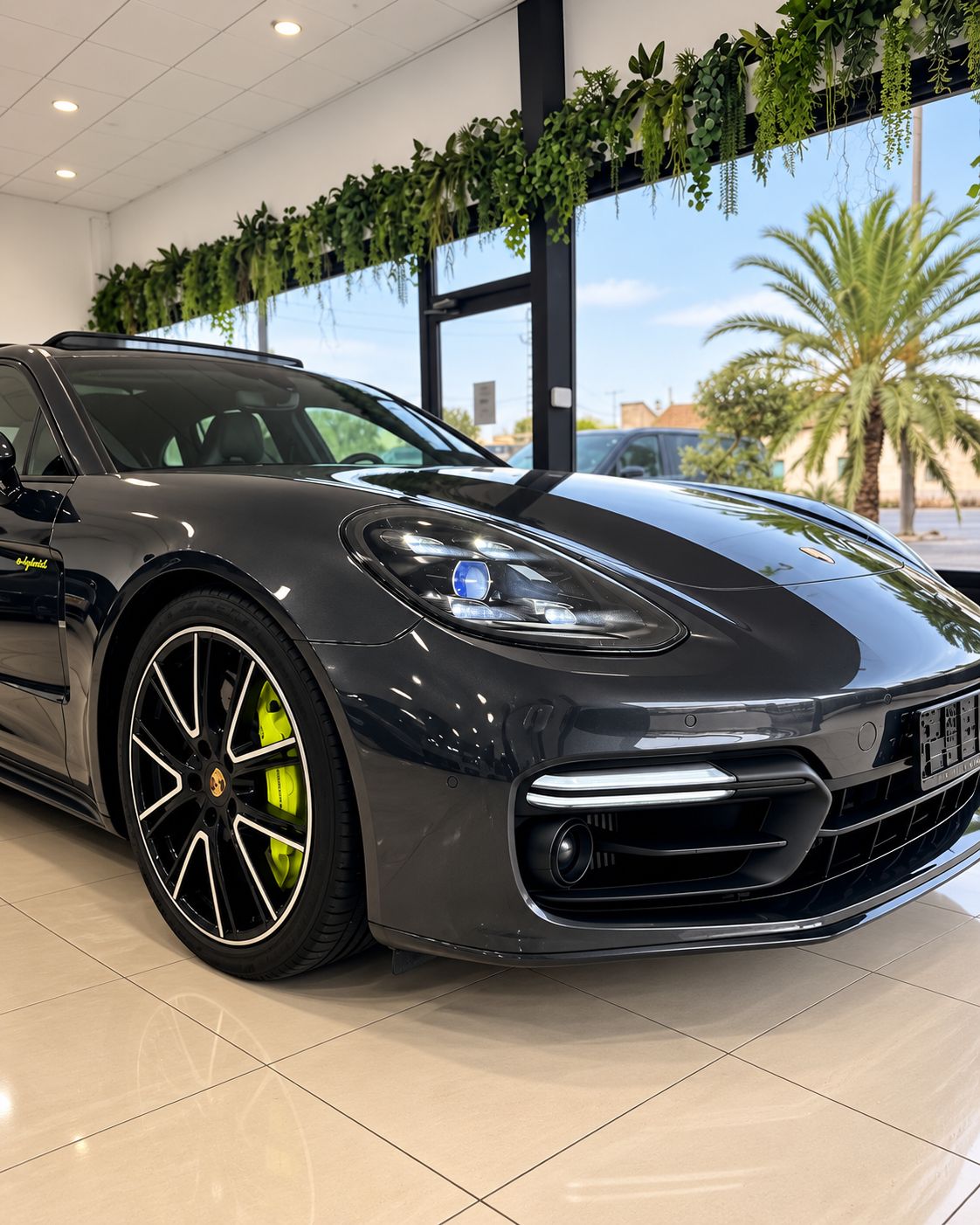 semicarsdspremium-porsche-panamera-turbo-s-e-hybrid-frontal-lateral-pinzas-verdes